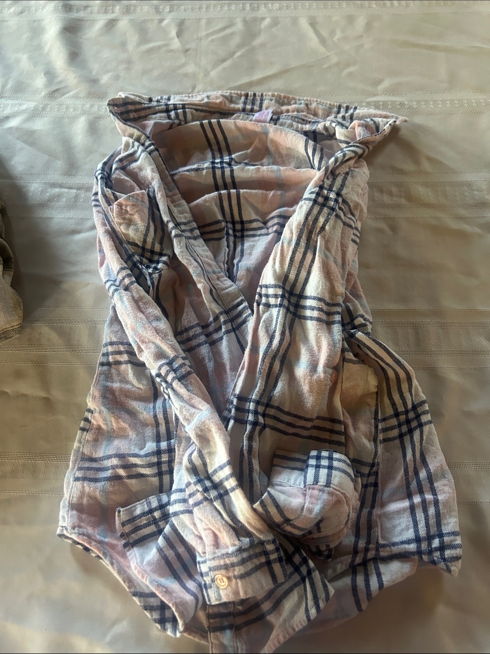 No Boundaries Pink and Navy Plaid Sleeveless Wrap Dress